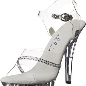 Ellie Clear Rhinestone Sexy Fitness Silver Women's Heels Drag